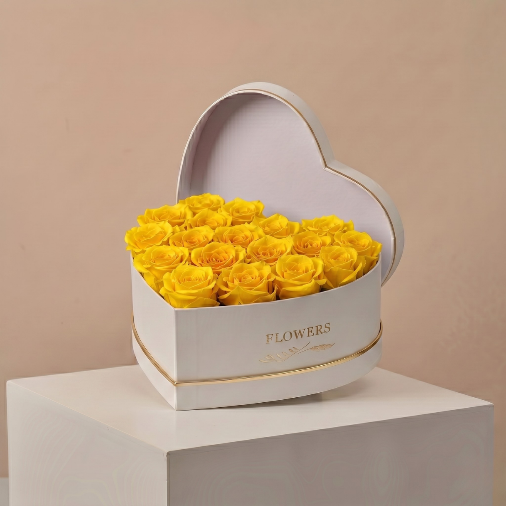 Yellow Roses Heart Box