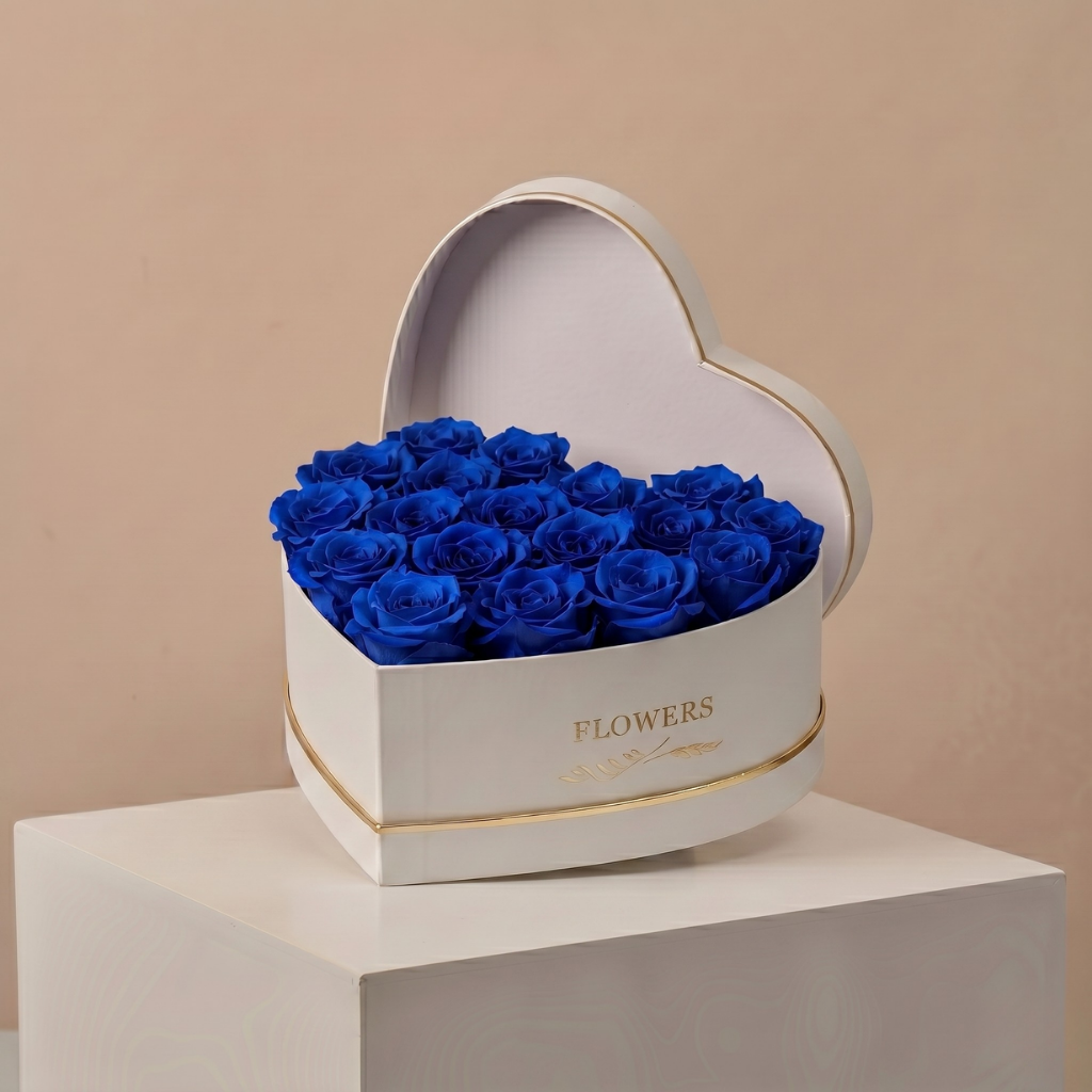 Blue Roses Heart Box